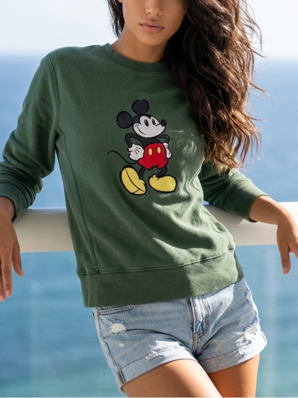 Disney Store revere weave green Mickey Mouse sweatshirt cozy